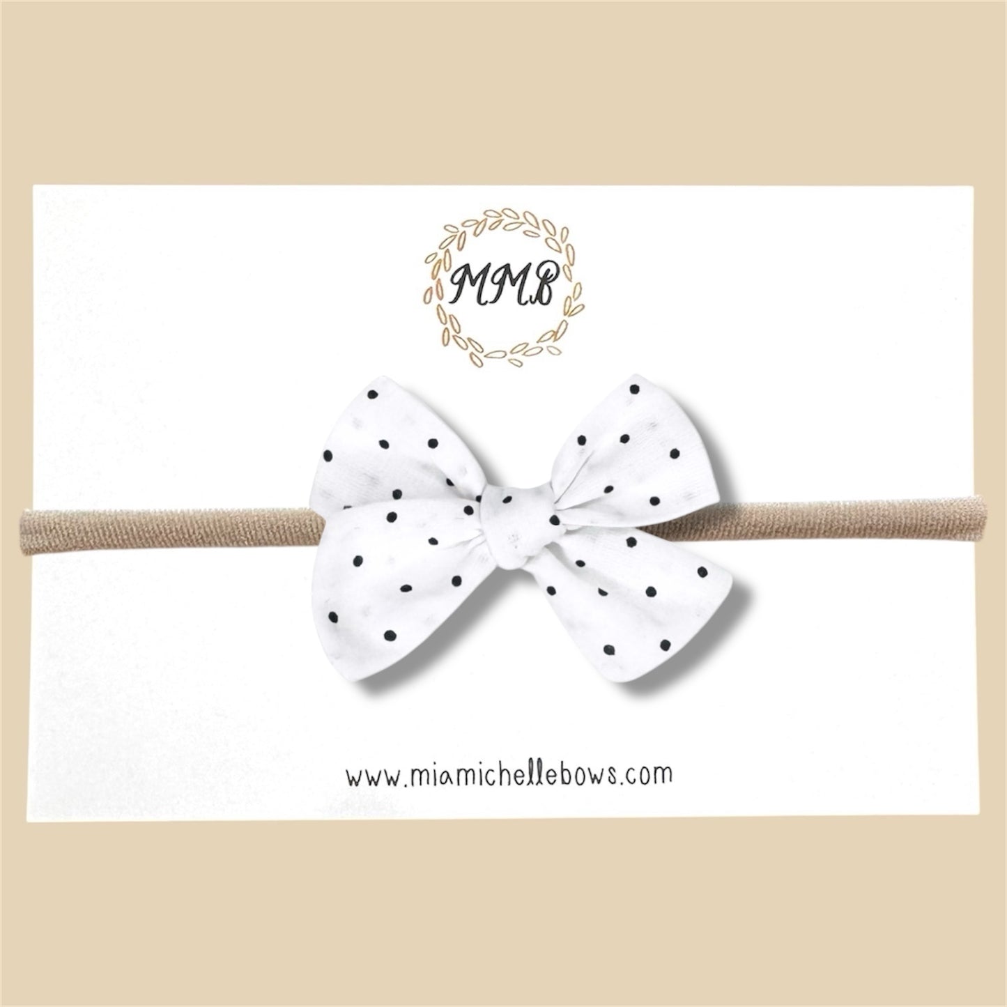 Hand-tied White Micro Dot Bow