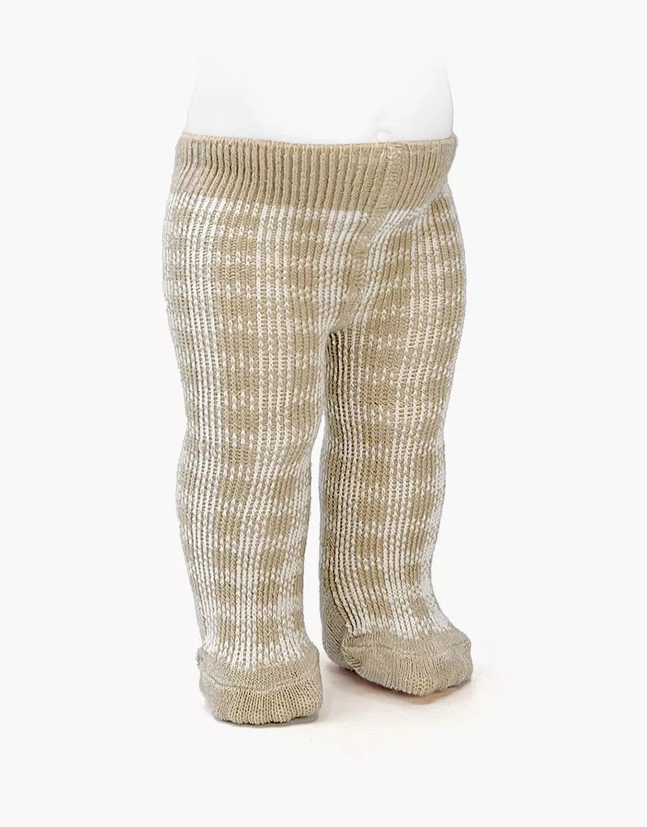 Doll—Tights 2 Pack in Cream and Tan Plaid