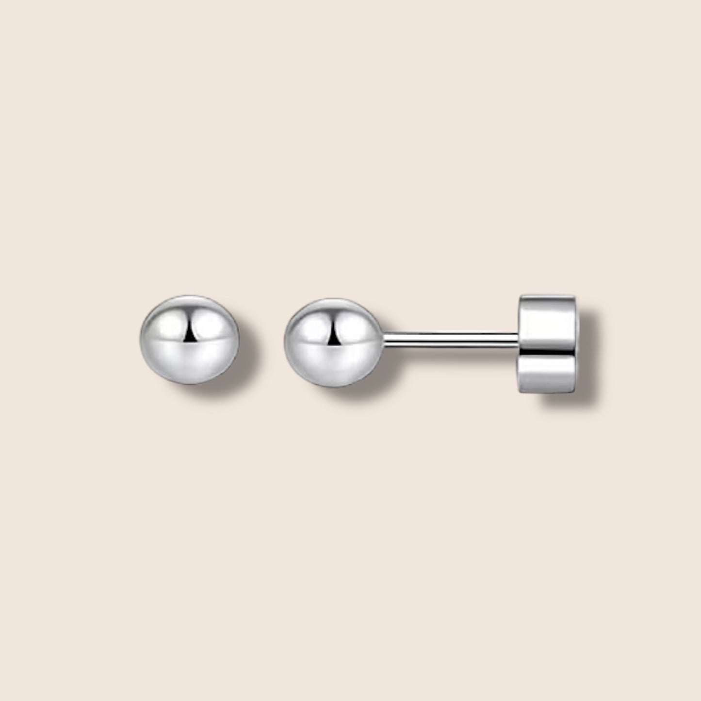 Silver ball Flat Screw Back Studs