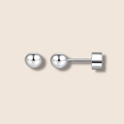 Silver ball Flat Screw Back Studs