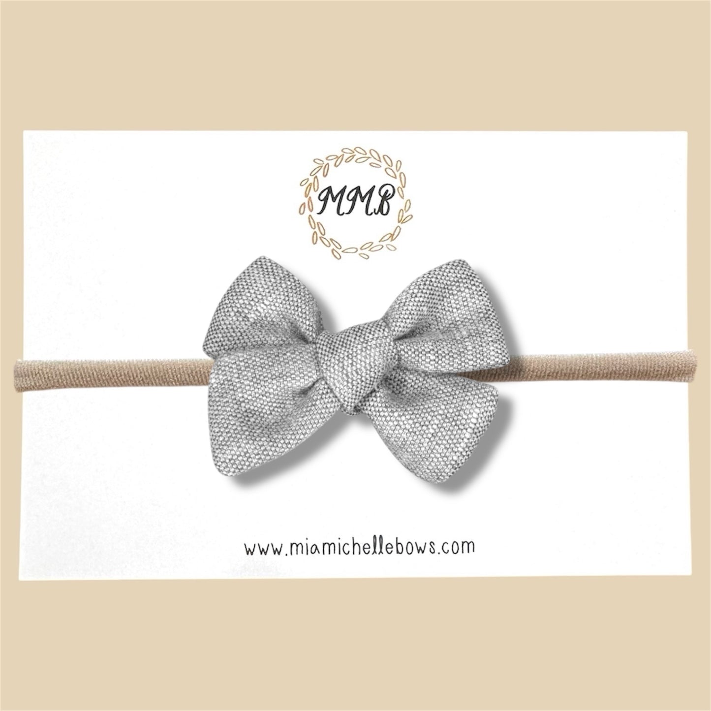 Hand Tied Gray Woven Bow