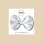 Iridescent Speckled White Vegan Leather Bow
