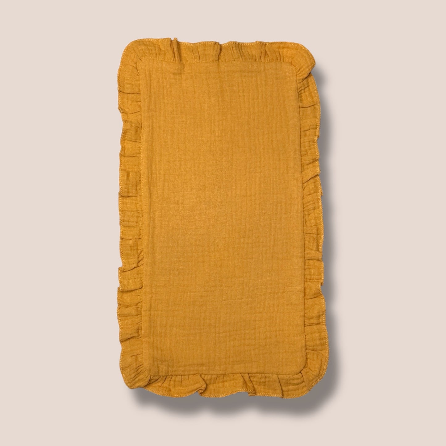 Mustard Cotton Gauze Ruffle Burp Cloth