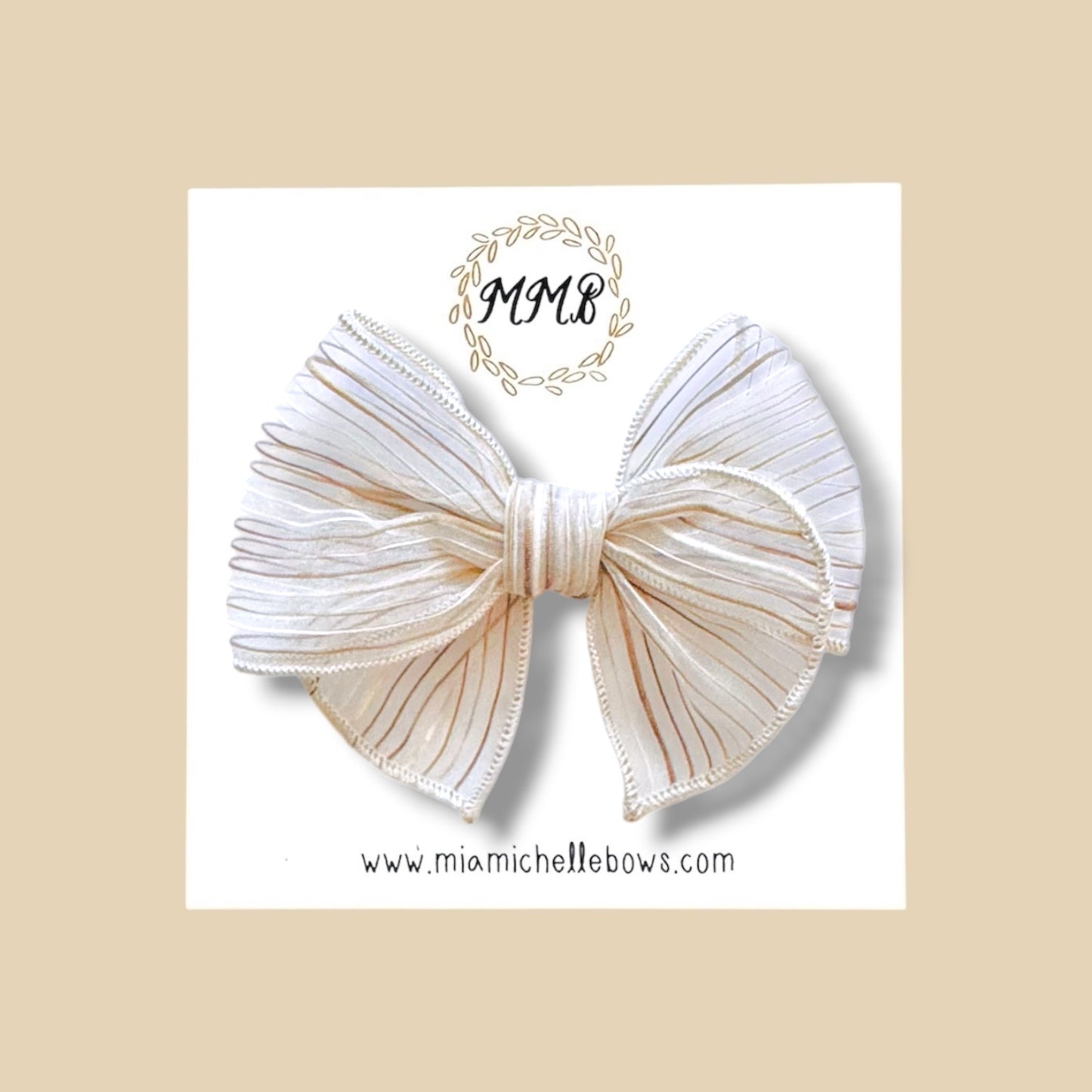 Sheer Neutral Striped Fairytale Bow