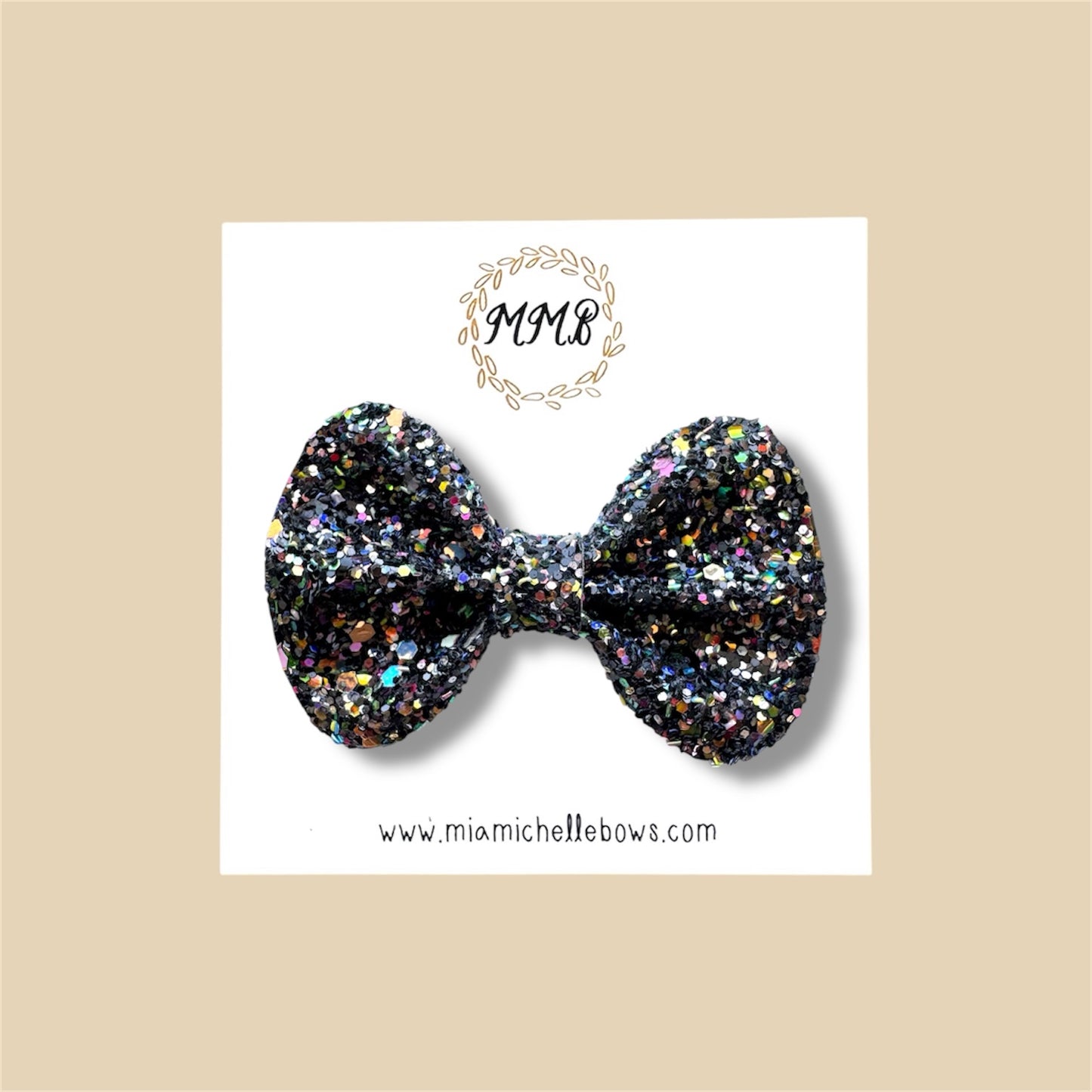 Black Confetti Glitter Bow