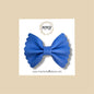 Bright Blue Scalloped Genuine Leather Bow