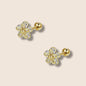 Gold Flower CZ Screw Back Studs