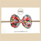 Bright Floral Vegan Leather Bow