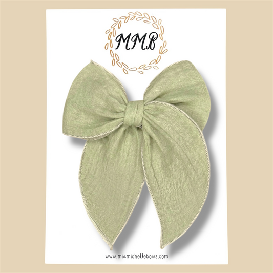 Sage Gauze Fairytale Bow