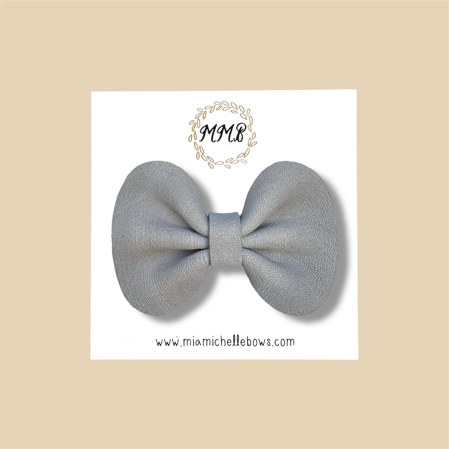 Gray Genuine Leather Bow