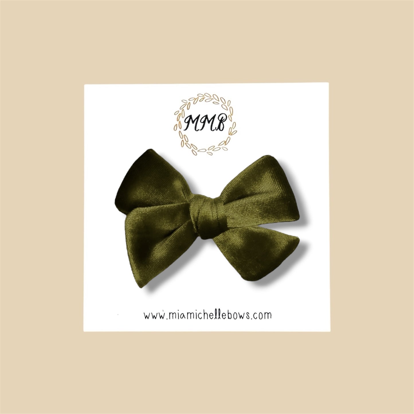 Velvet Bow in Olive