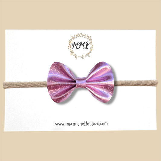 Purple Shock Vegan Leather Bow