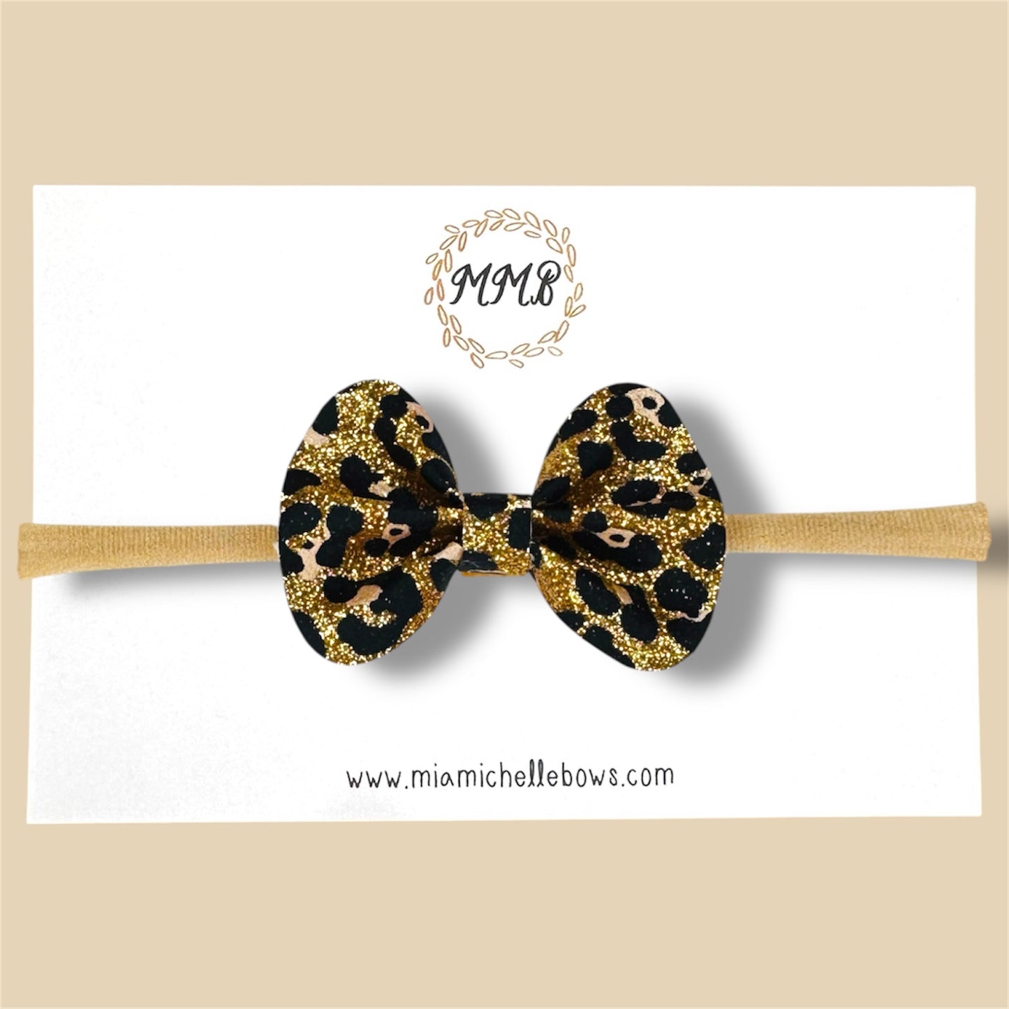 Gold Leopard Glitter Bow