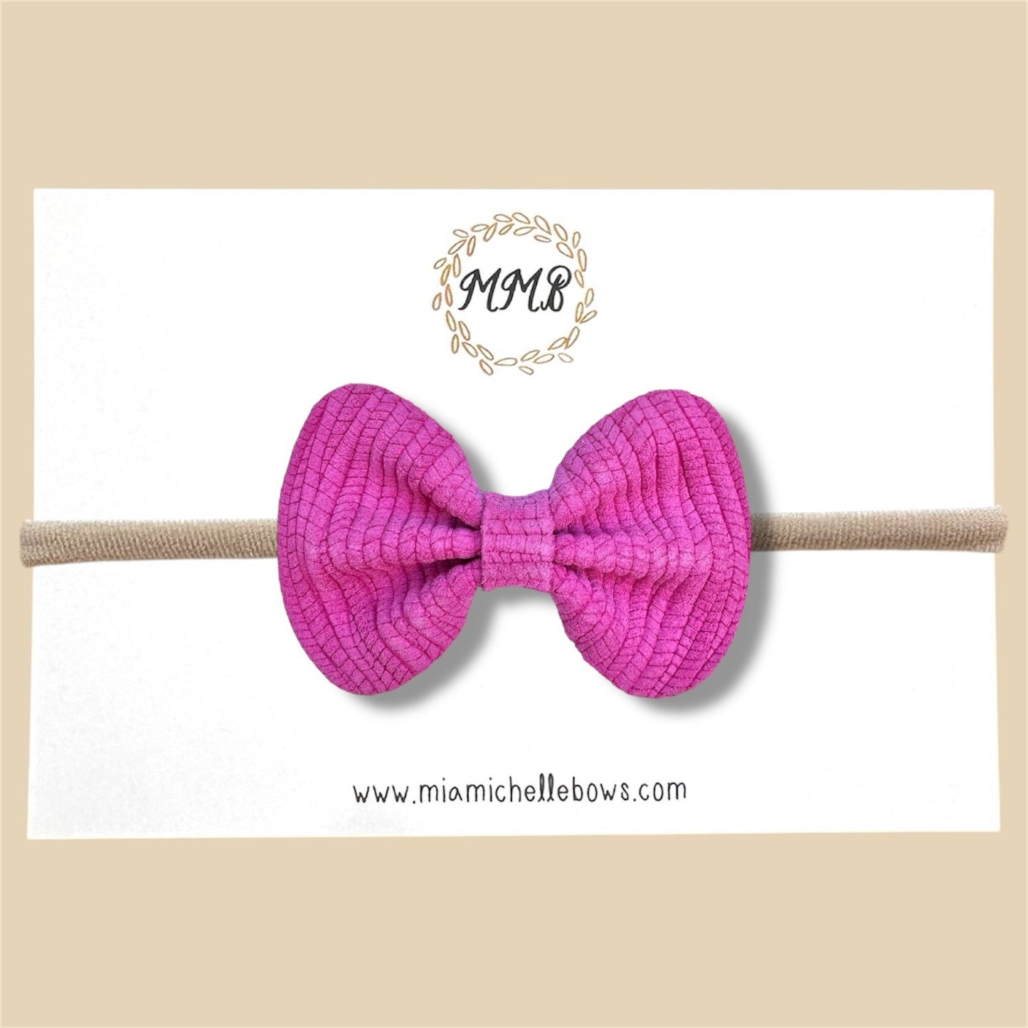 Bright Pink Woven Genuine Leather Bow