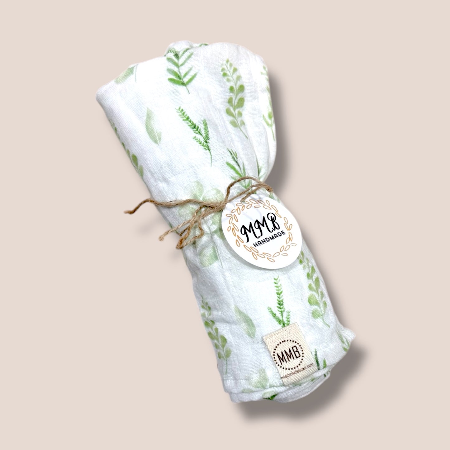Handmade Cotton Gauze Muslin Swaddle —Eucalyptus & Fern