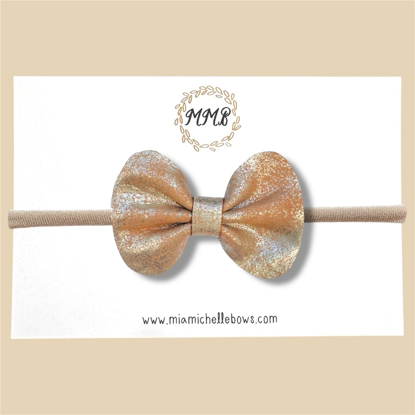 Vintage Gold Genuine Leather Bow
