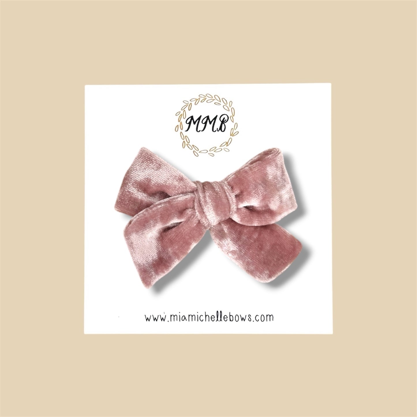 Crushed Velvet Bow in Blush