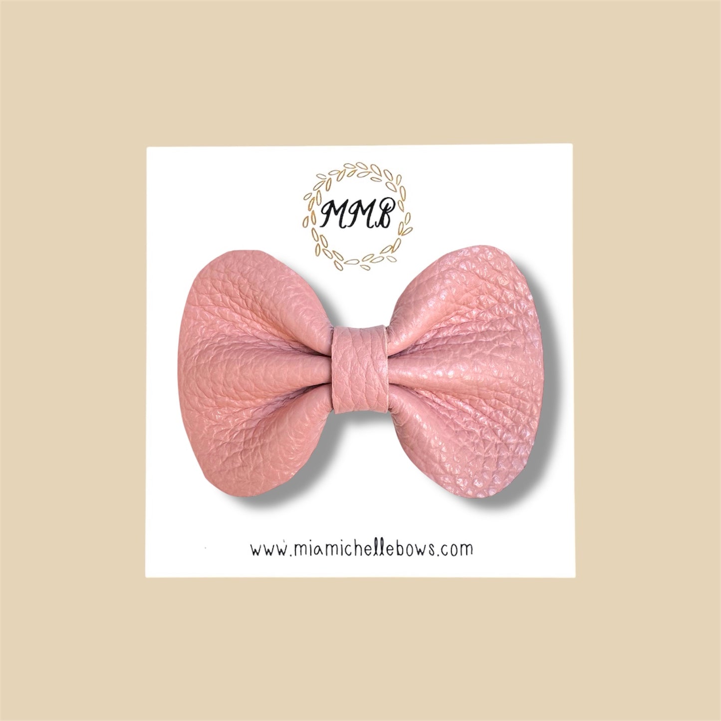 Blush Pebbled Genuine Leather Bow