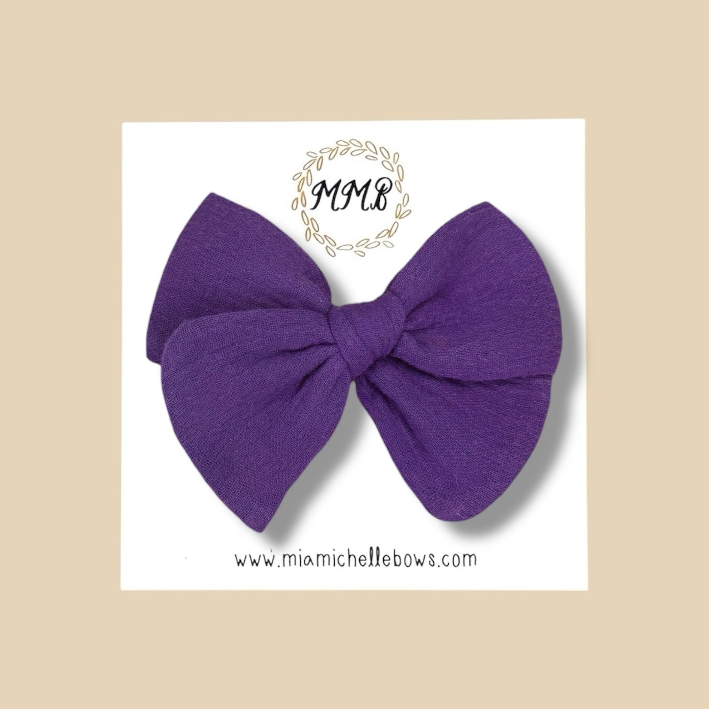 Hand-tied Gauze Bow in Purple