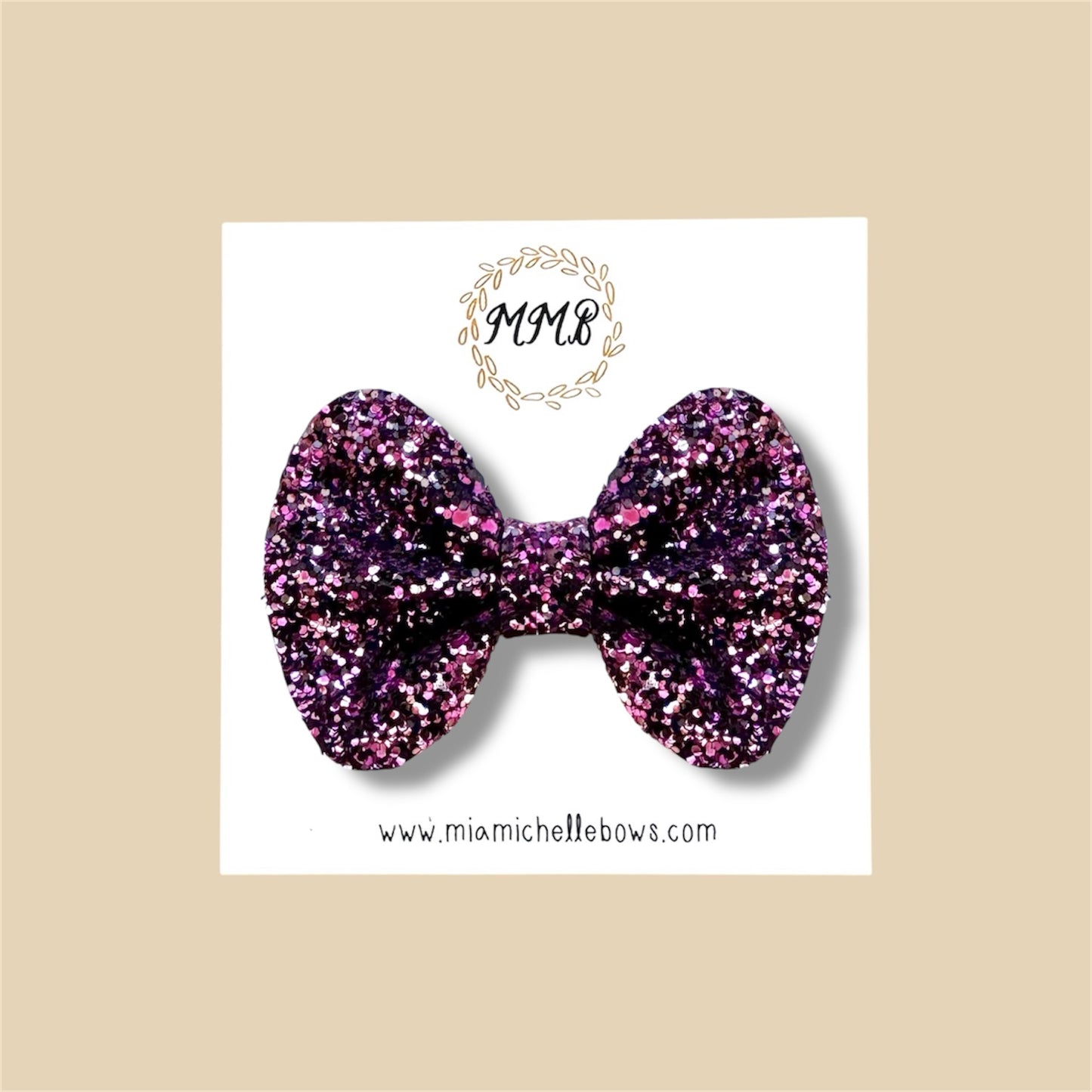 Plum Sparkle Glitter Bow