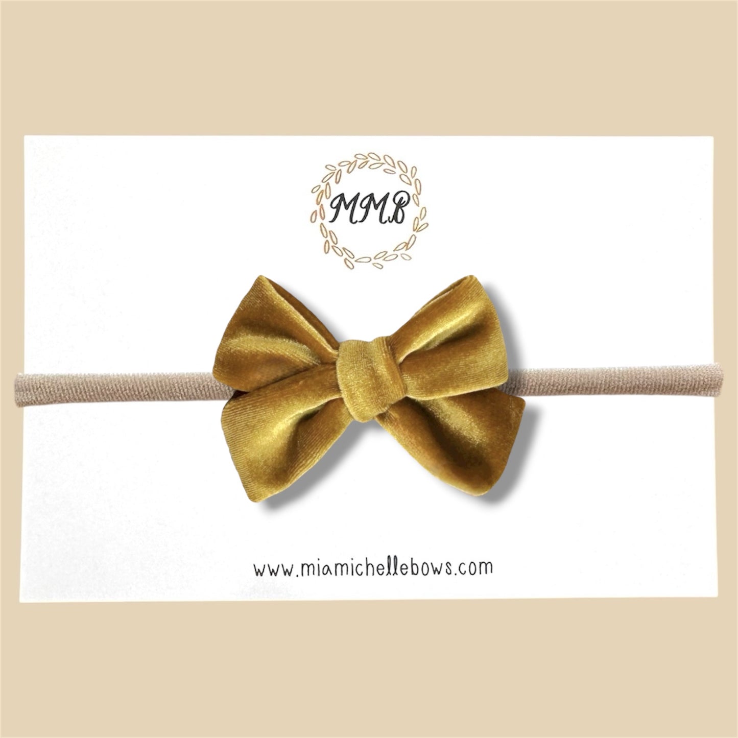 Velvet Bow in Golden Mustard