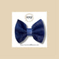 Navy Fur Genuine Leather Bow