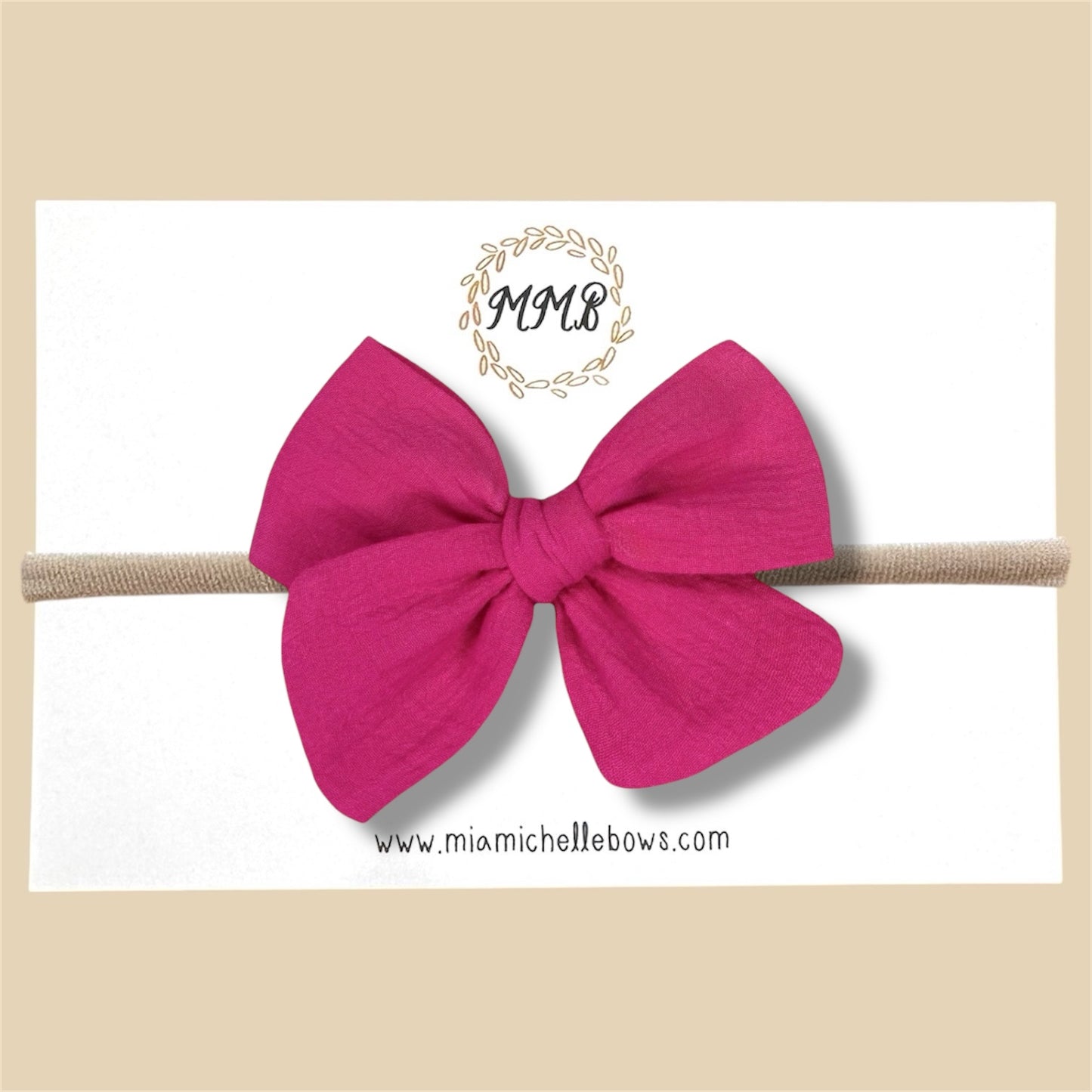 Hand-tied Gauze Bow in Magenta