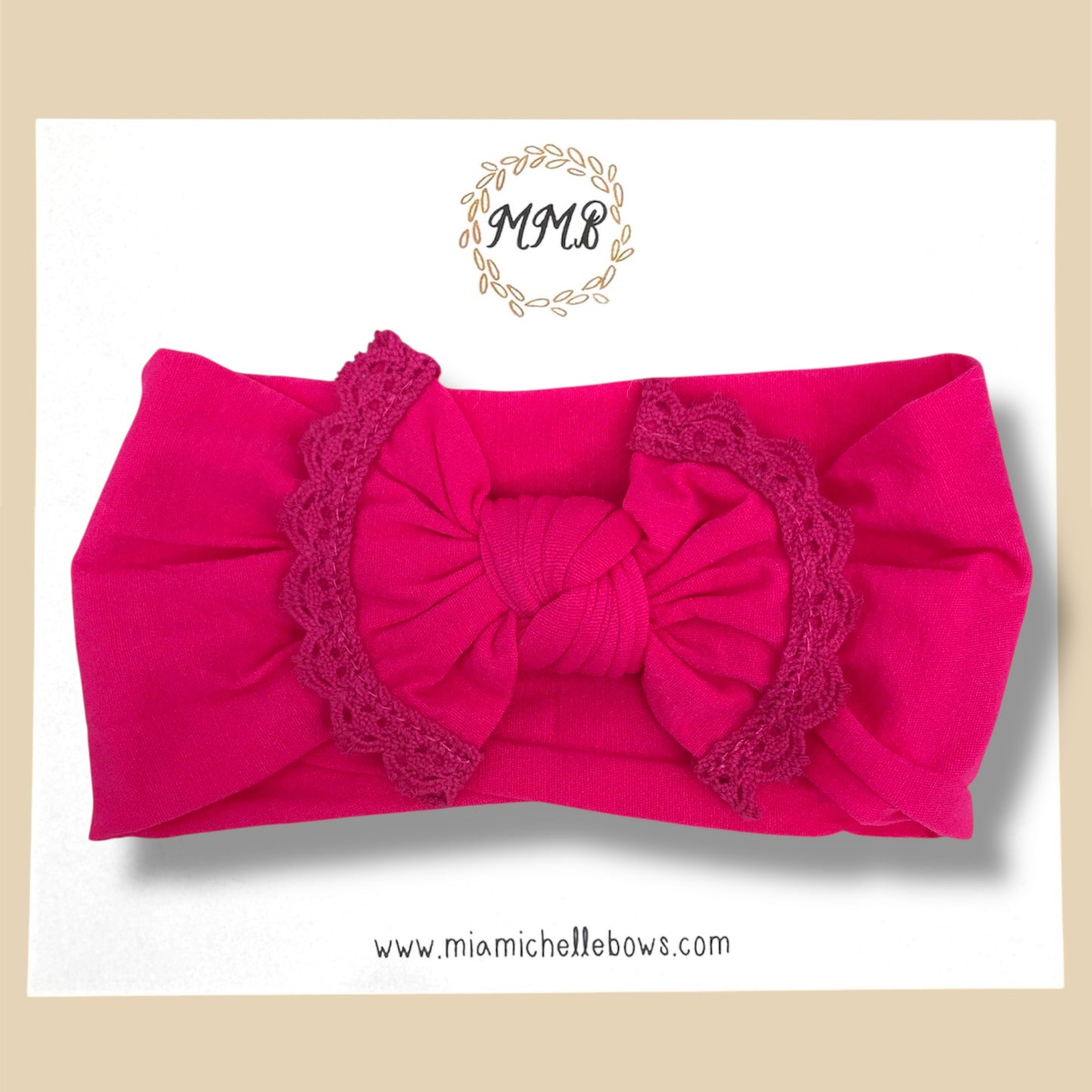 Magenta Lace Trim Headwrap