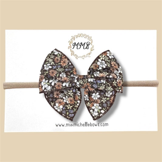 Brown Floral Fairytale Bow
