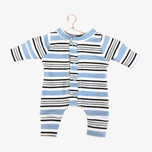 Doll—Baby Blue Striped Sleeper