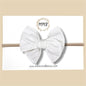White & Silver Linen Pinstripe Fairytale Bow