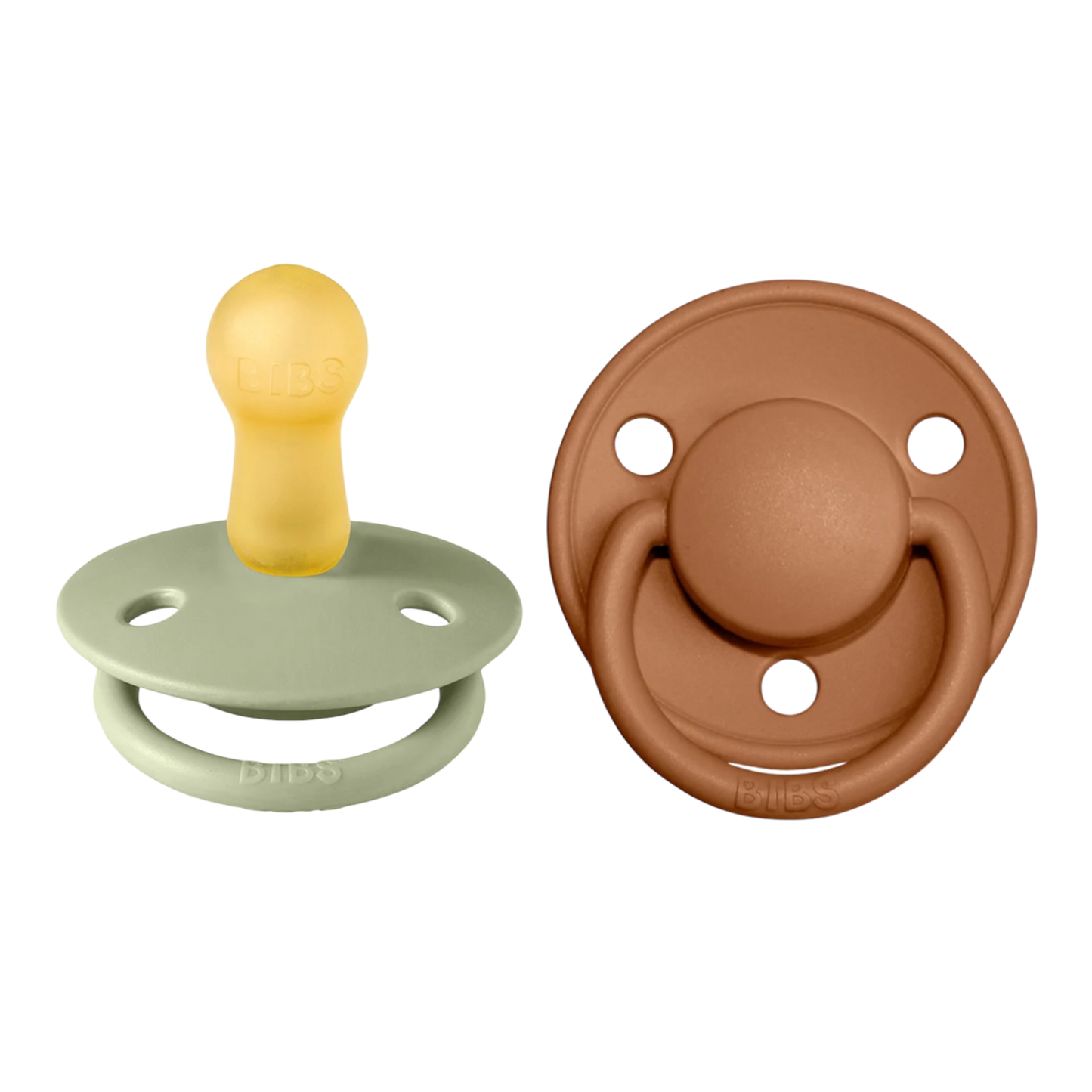 Bibs De Lux Rubber Pacifier 2 Pack- Sage/ Earth