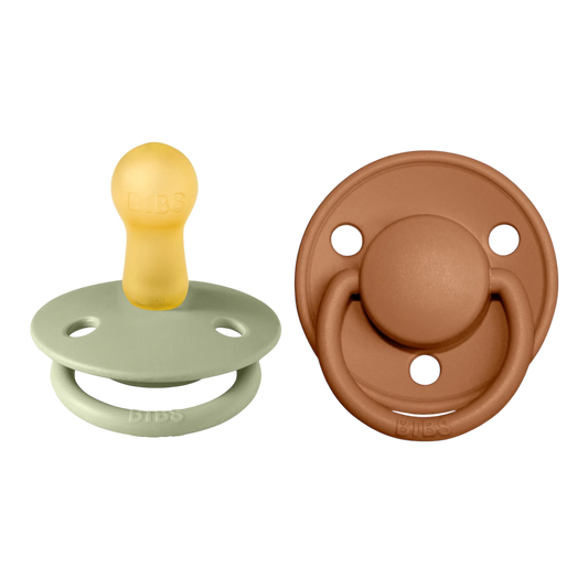 Bibs De Lux Rubber Pacifier 2 Pack- Sage/ Earth