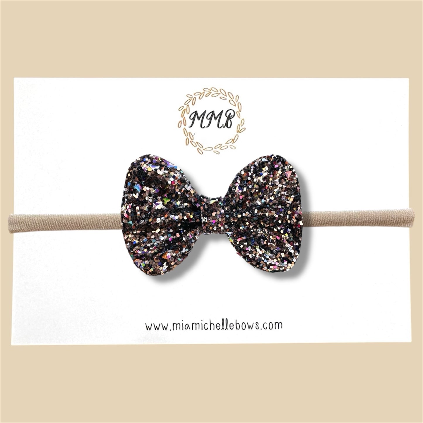 Black Confetti Glitter Bow