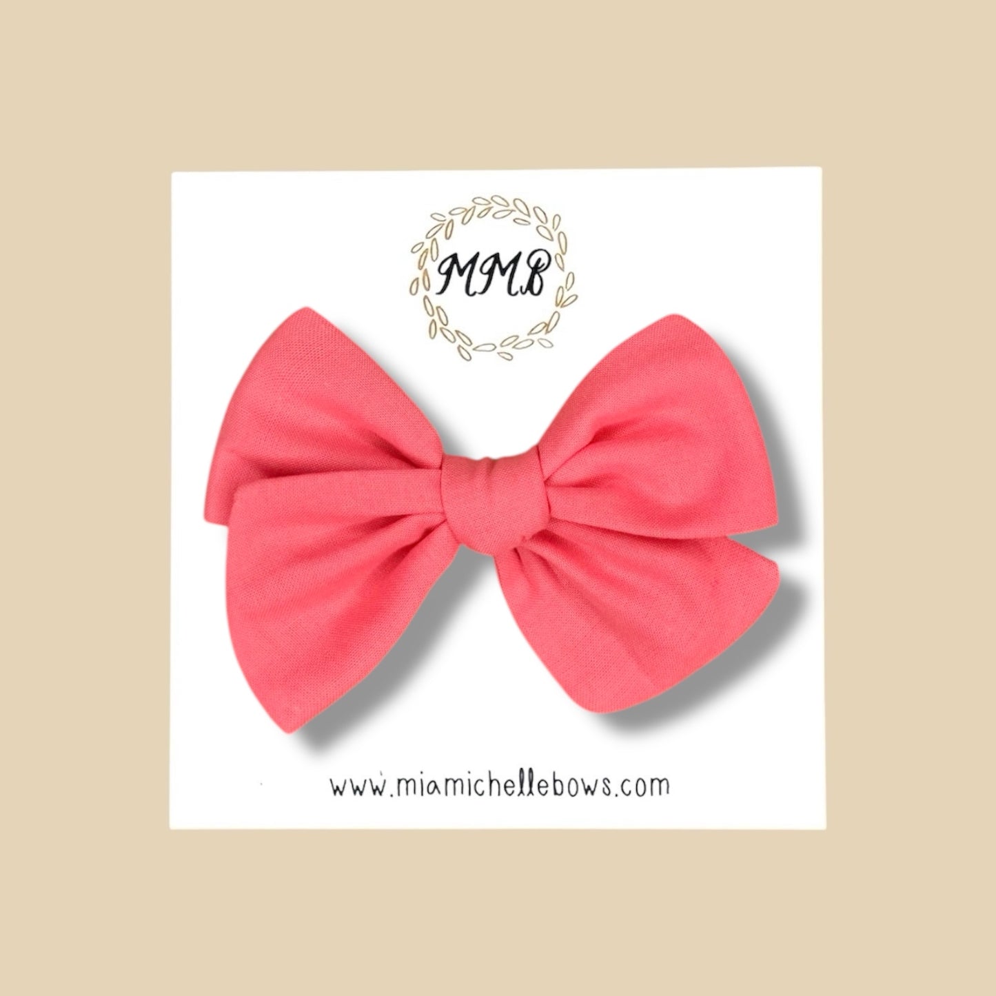 Hand-tied Bow in Soft Coral
