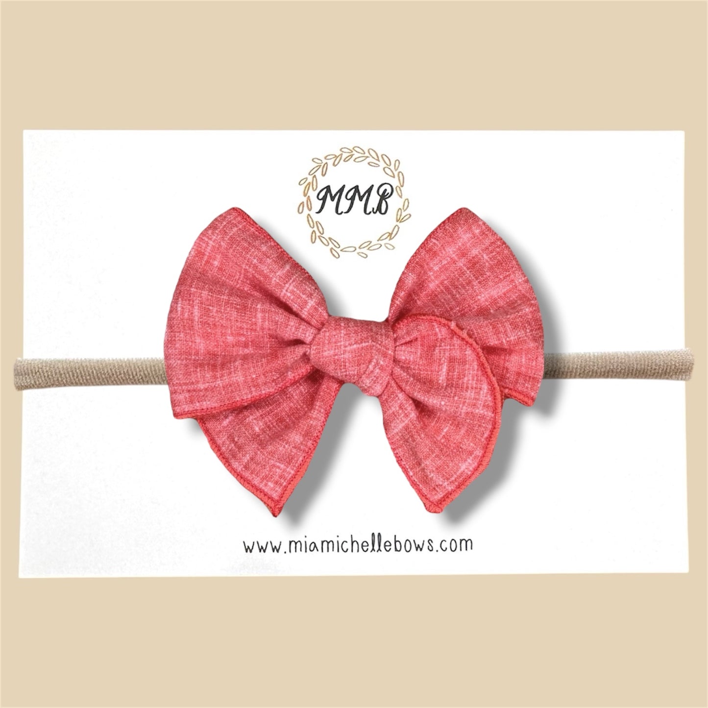 Coral Linen Fairytale Bow