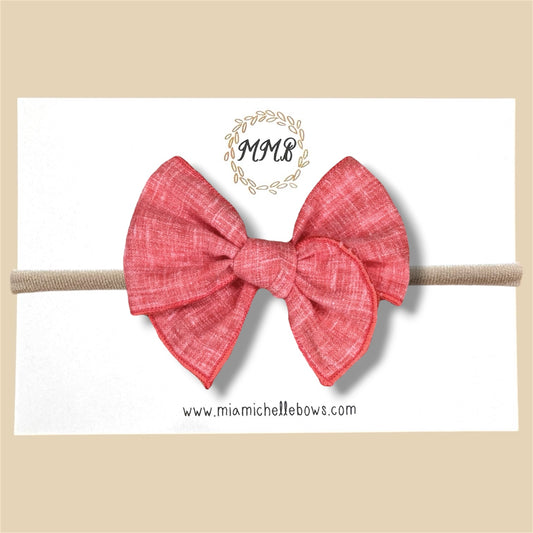 Coral Linen Fairytale Bow