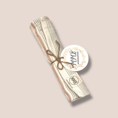 Sage Stripe — Cotton Gauze Burp Cloth