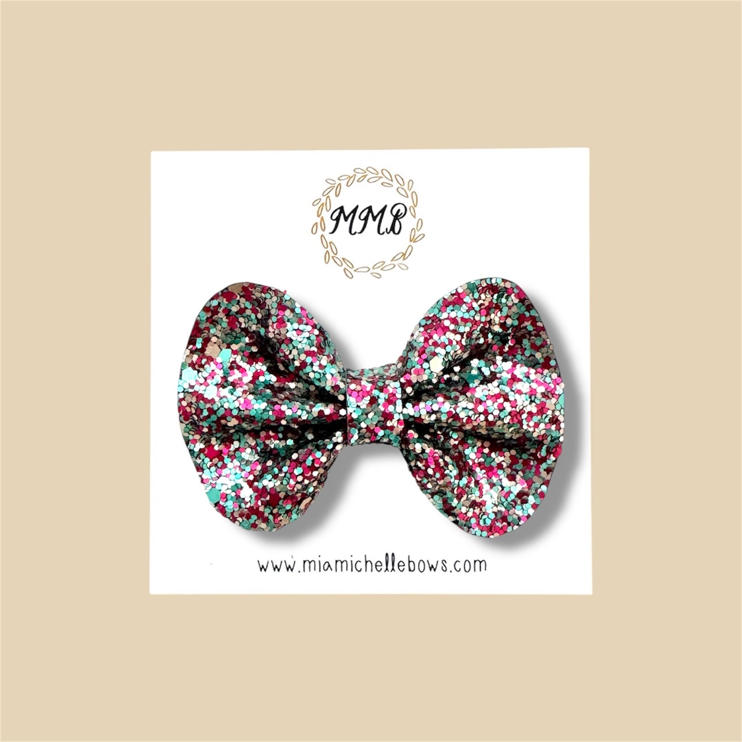 Magenta & Teal Glitter Bow