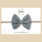 Medium Gray Scalloped Genuine Leather Bow