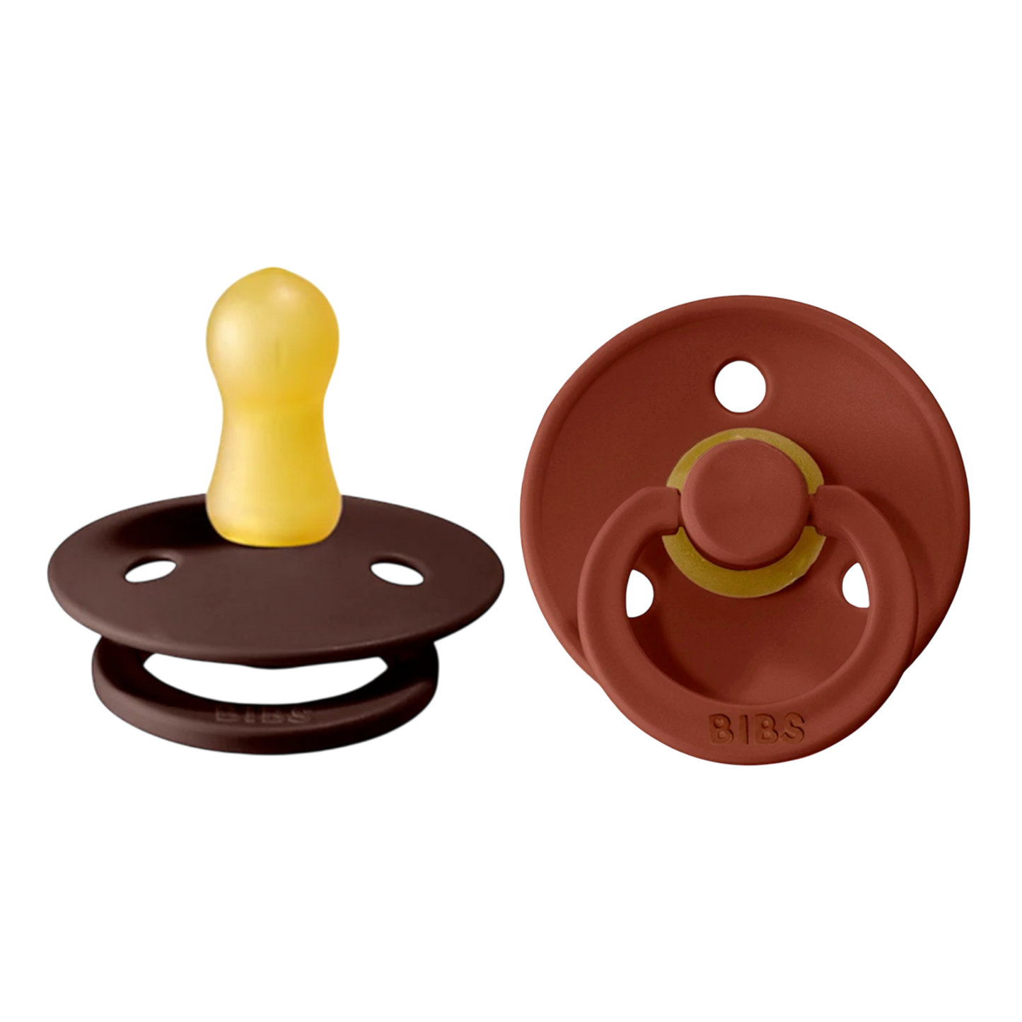 Bibs Colour Pacifier 2 Pack—Rust & Chestnut