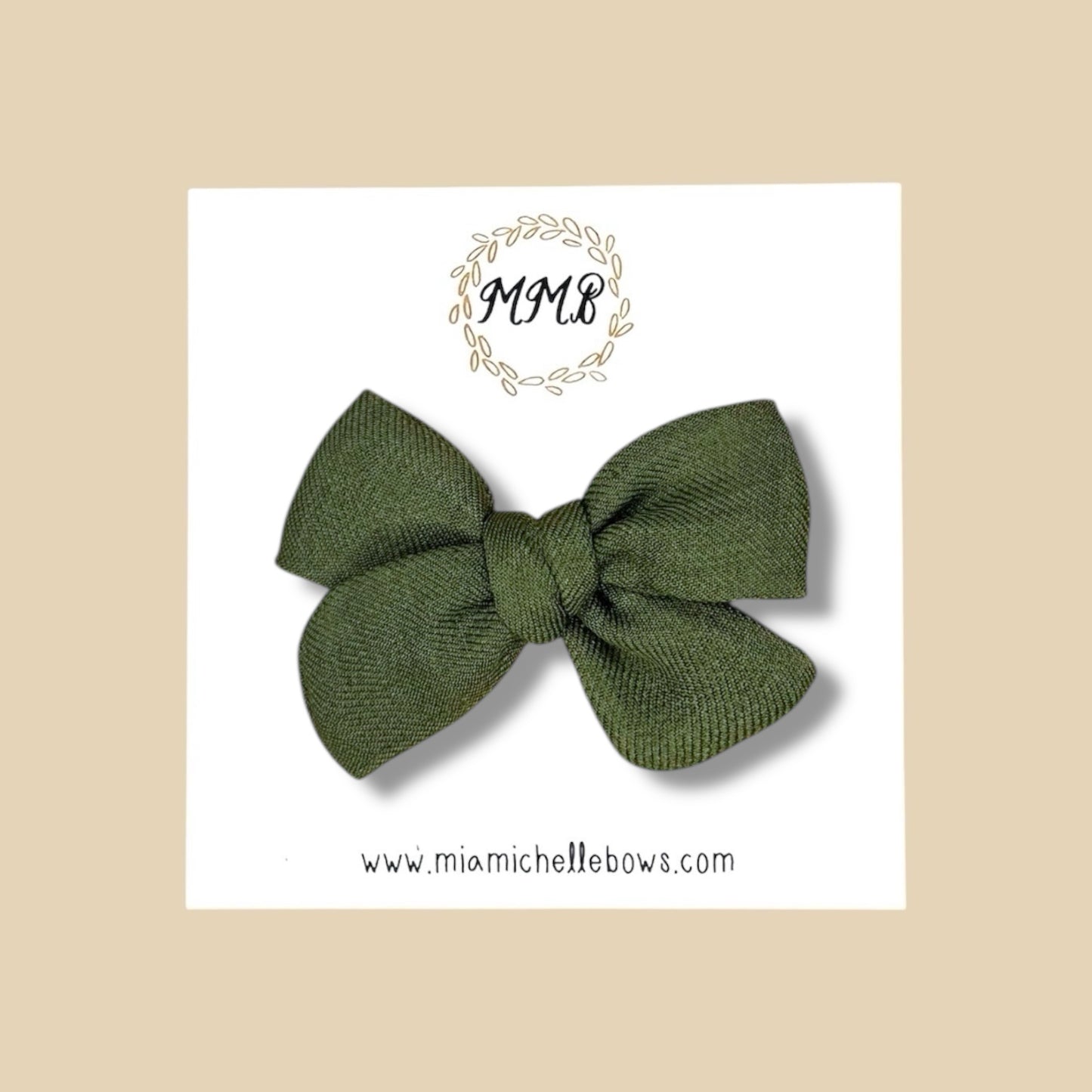 Hand Tied  Green Woven Bow