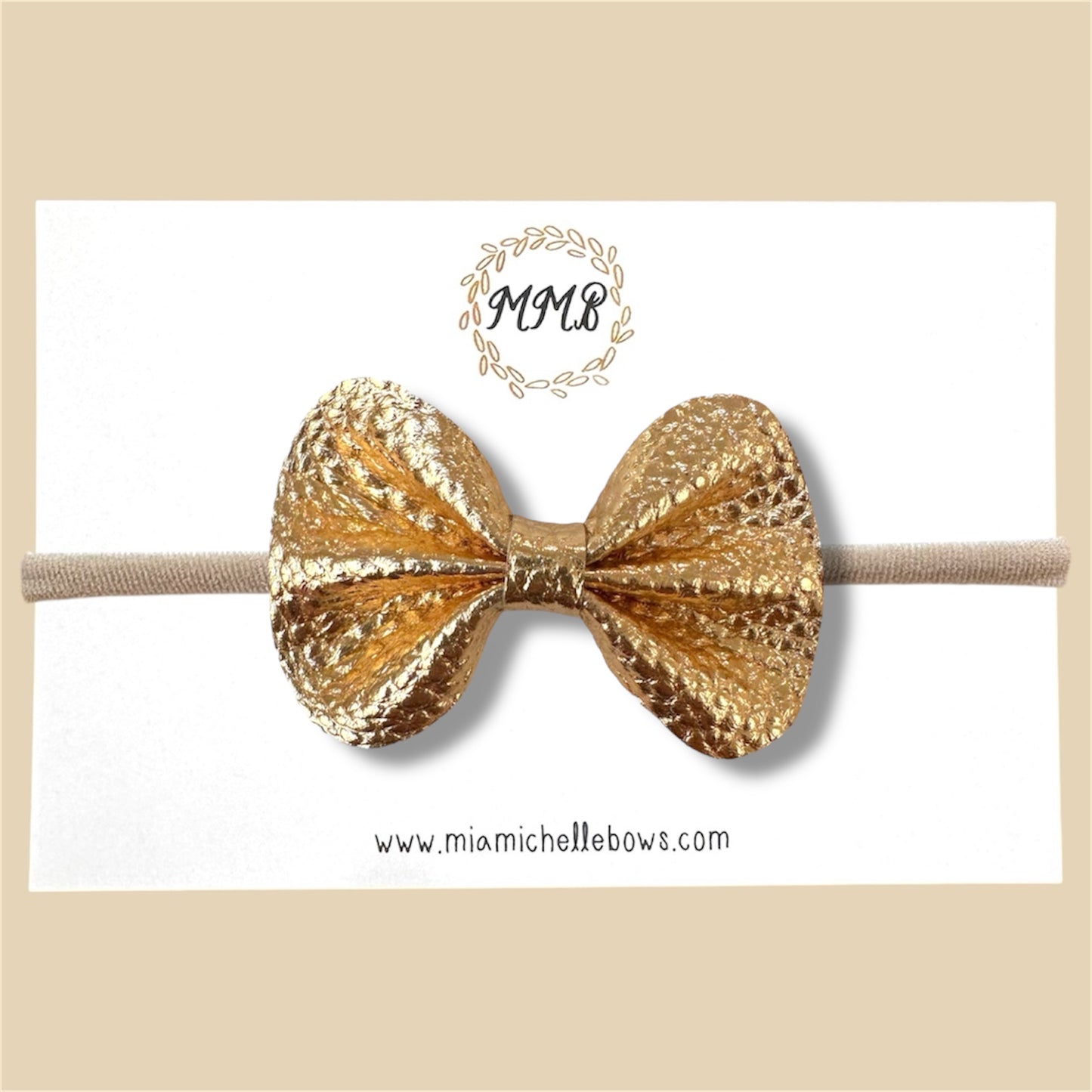 Gold Vegan Leather Bow