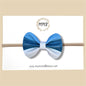 Blue Color-block Genuine Leather Bow