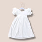 Handmade Full Length White Swiss Dot Blessing Dress & matching bow set