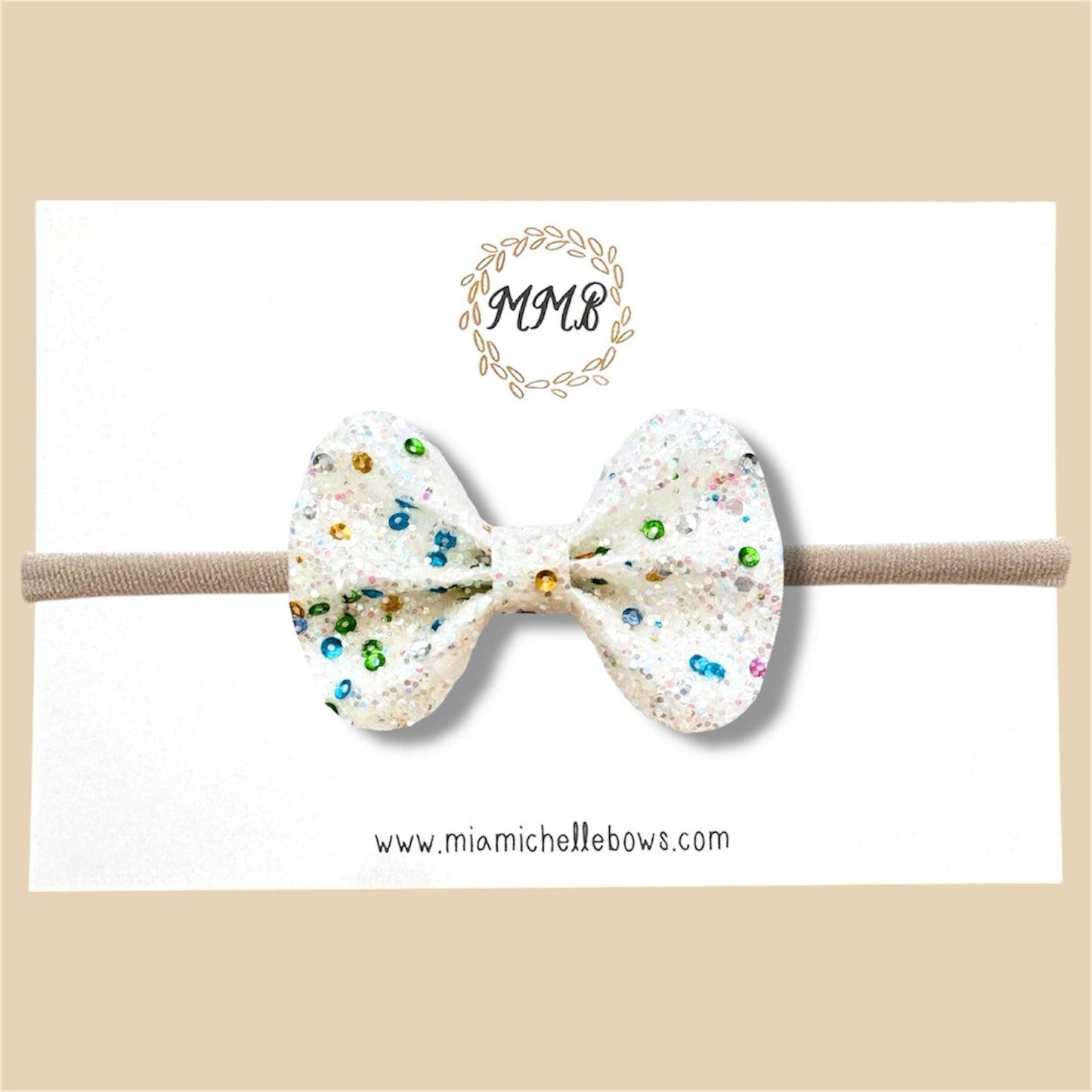 White Confetti Glitter Bow