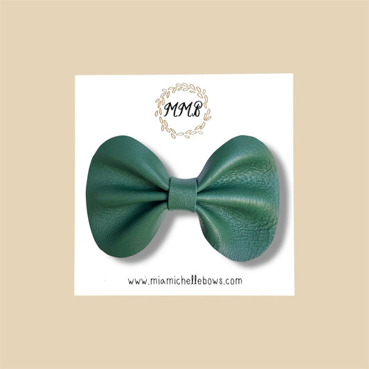 Dark Green Genuine Leather Bow