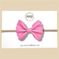 Pink Scalloped Genuine Leather Bow