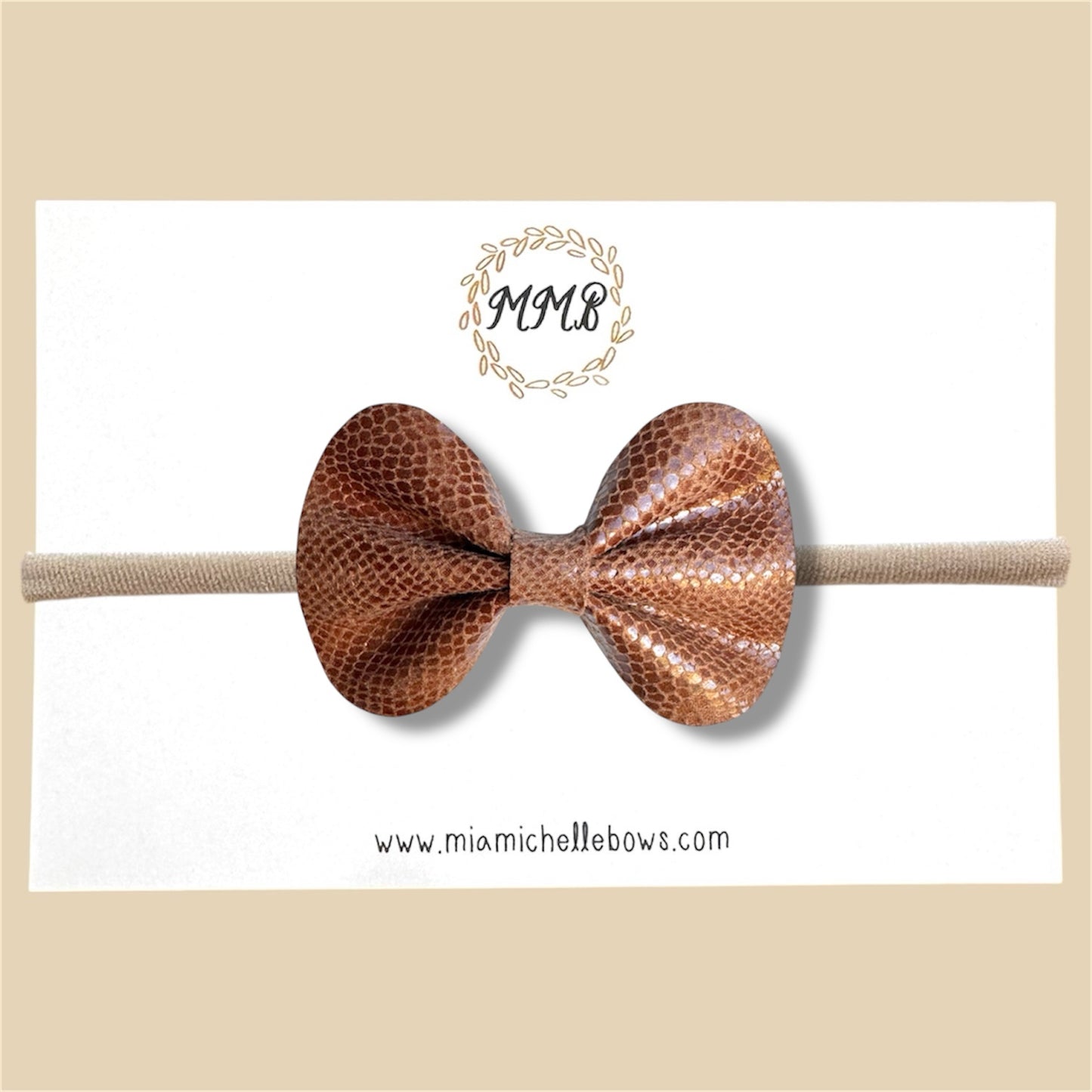 Camel Vegan Leather Bow