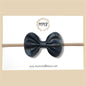 Vintage Black Shimmer Genuine Leather Bow